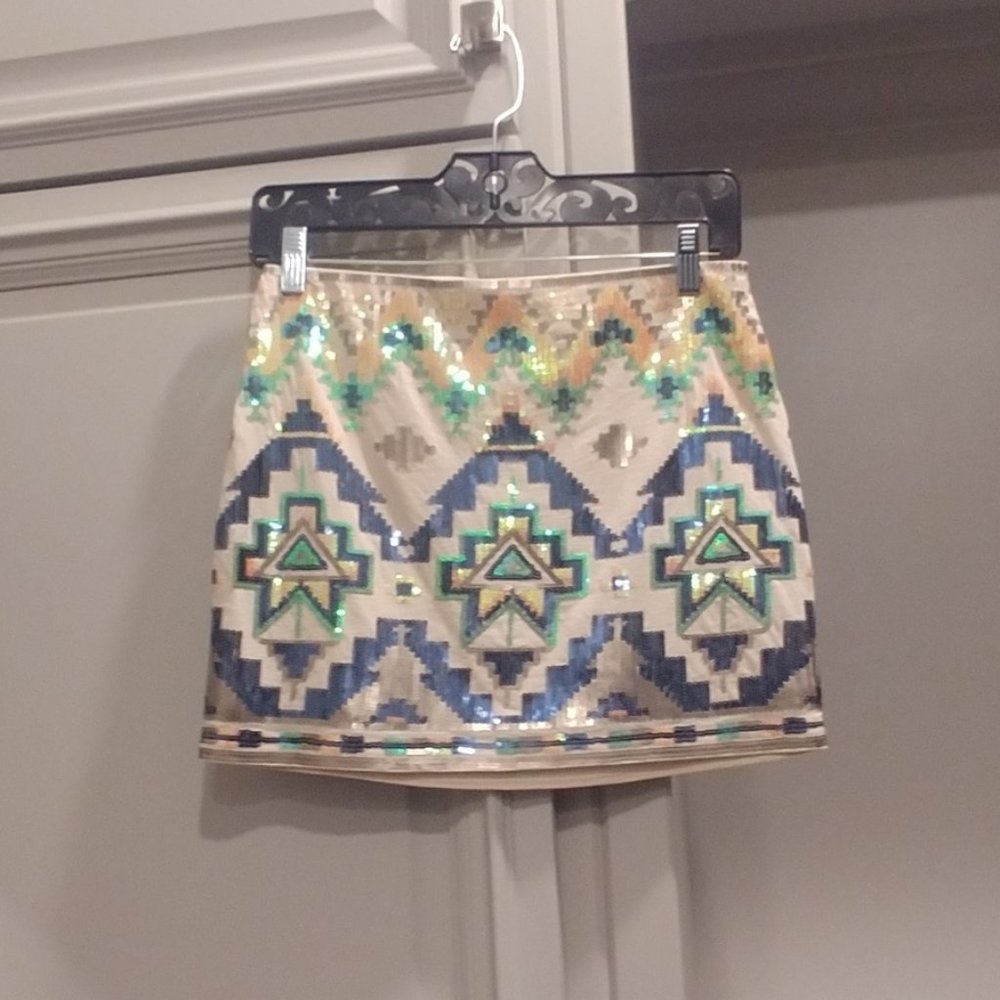 EXPRESS Beige Aztec Skirt
